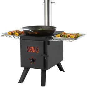 VEVOR Wood Stove, 86 inch, Alloy Steel Camping Tent Stove, Portable Wood Burning Stove with Chimney Pipes & Gloves