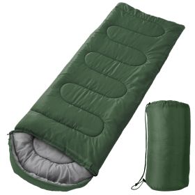 Camping Sleeping Bags for Adults Teens Moisture-Proof Hiking Sleep Bag with Carry Bag for Spring Autumn Winter Seasons (Color: Army green)